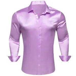 Violet Solid Silk Men's Long Sleeve Shirt