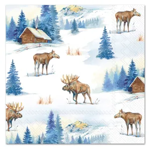 Wilderness Winter Cabin Paper Luncheon Napkins