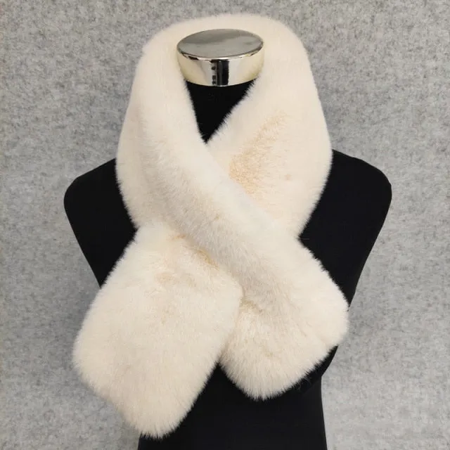 Women Scarf Faux Fur Collar with Ball Pompom-many colors