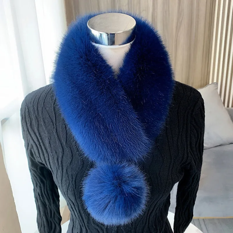 Women Scarf Faux Fur Collar with Ball Pompom-many colors