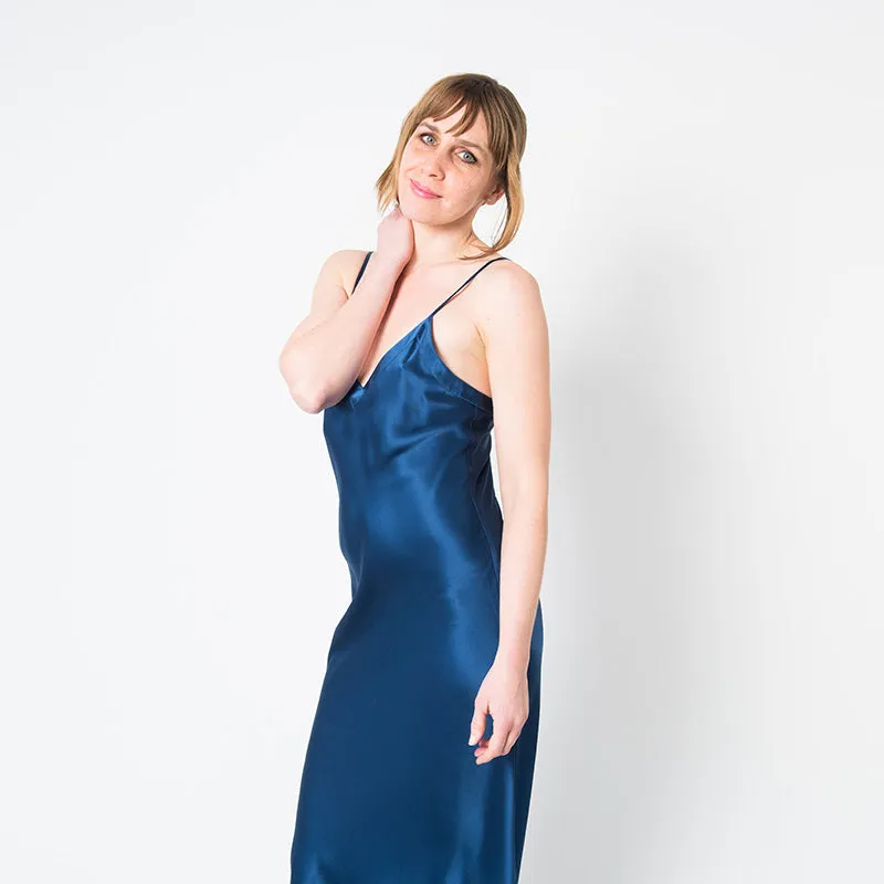 Women's Navy Blue Mulberry Silk Nightgown