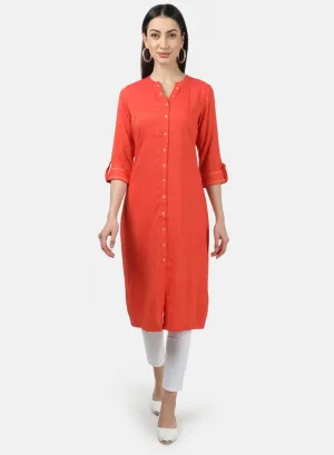 Womens Orange Plain Tunic