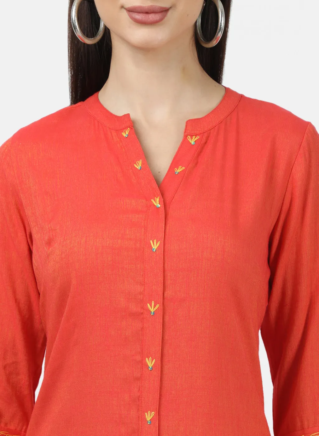 Womens Orange Plain Tunic