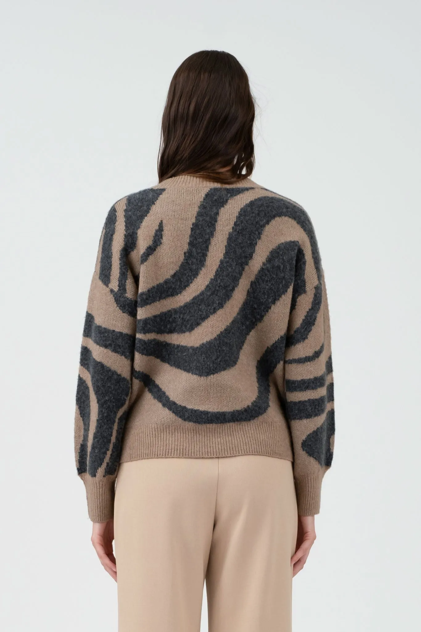 Zebra Print Long Sleeve Sweater